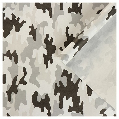 Крафт-бумага белёная 50г, 0,72х10 м с дизайном "Камуфляж Арктика"